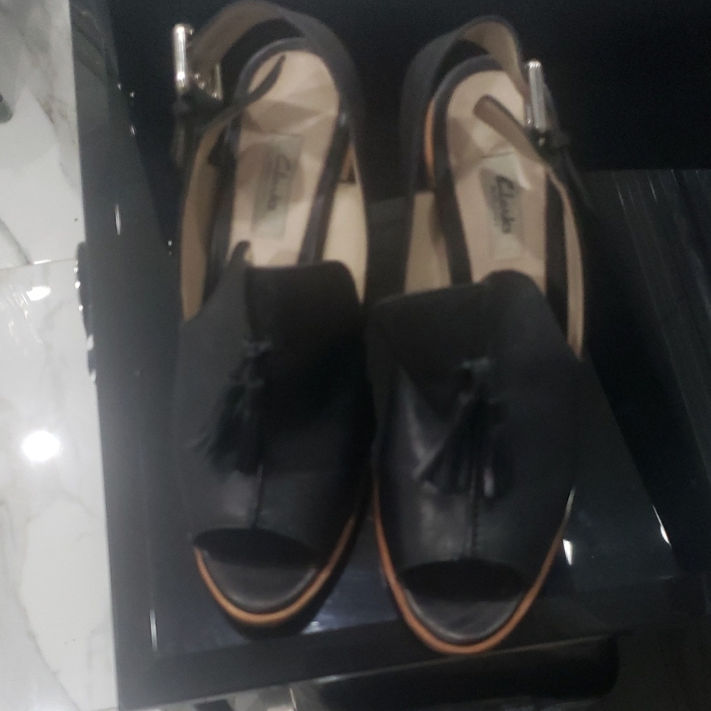 Clarks Black Mules Comfortable Slip-On Clogs
